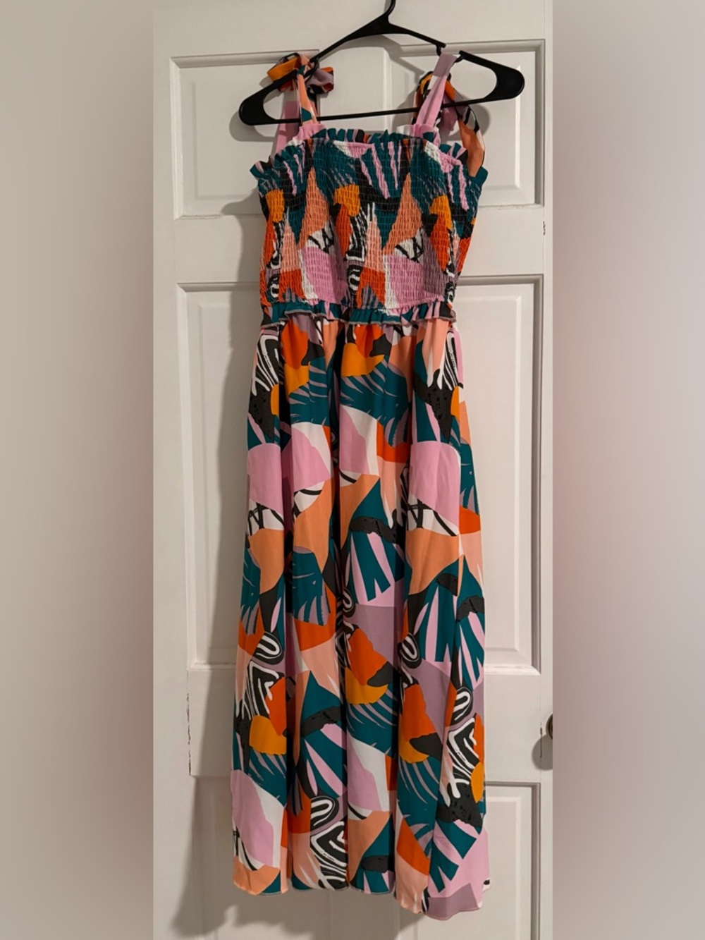 Private Label Abstract Maxi Skirt Dress in Pink, Orange & Teal